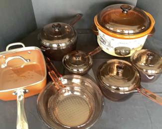 Corning Vision Glass Cookware Rival Crockpot  Copper Chef Skillet 