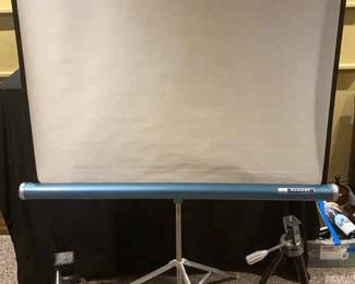 Vintage Radiant Folding Projector Screen 2Camera Tripods 