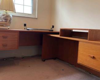 2 Desks,keyboard Tray , Lamp, Books