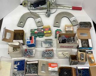Boxes Of Screws, Nails, Shelf Supports, Static Hinges, Hooks, Pulleys, And More
