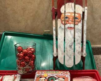 Painted Holiday Vintage Sled Mystery Bin 