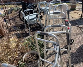 Large selection of Walker, Porta potties and a very nice wheelchair