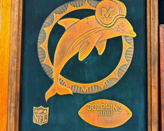 1960's Miami Dolphines Acrometal NFL Copper Hanging Wall Sign
