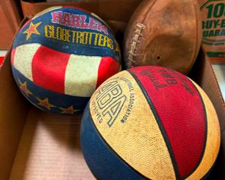 ABA American Basketball Association Basketball and Harlem Globetrotters Basketballs.
