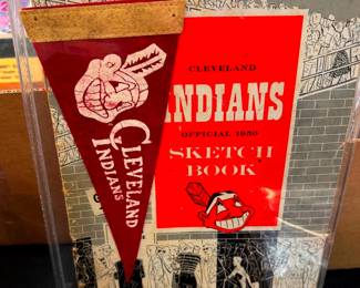 1950 Cleveland Indians Official Sketch Book and Small Pennant