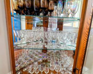 Several Collectable Glass Items to include Plates, Glasses, Vases, Bowls, Cream & Sugar, Pitchers, Platters, Etc.