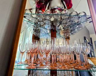 Several Collectable Glass Items to include Plates, Glasses, Vases, Bowls, Cream & Sugar, Pitchers, Platters, Etc.