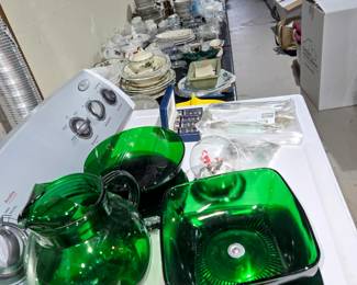 Several Collectable Glass Items to include Plates, Glasses, Vases, Bowls, Cream & Sugar, Pitchers, Platters, Etc.