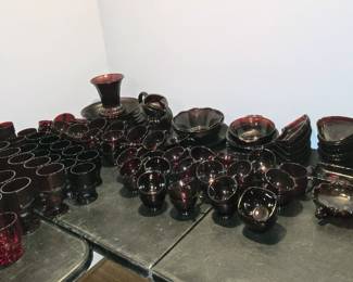 Several Collectable Glass Items to include Plates, Glasses, Vases, Bowls, Cream & Sugar, Pitchers, Platters, Etc.