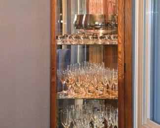 Corner Wooden Light Up Curio Cabinet with Glass Shelves (2)