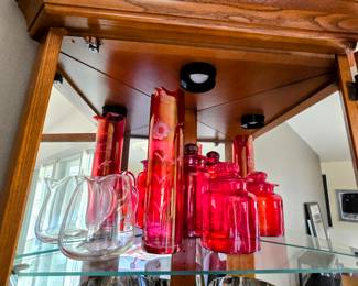 Several Collectable Glass Items to include Plates, Glasses, Vases, Bowls, Cream & Sugar, Pitchers, Platters, Etc.