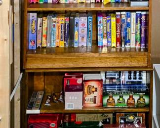 Books, Paperbacks, Audio, VHS, Cookbooks....so many! Wood Bookcases
