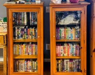 Books, Paperbacks, Audio, VHS, Cookbooks....so many! Wood Bookcases