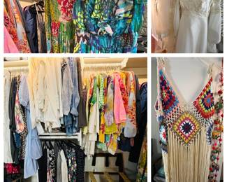 Closet full of boho fashion and accessories