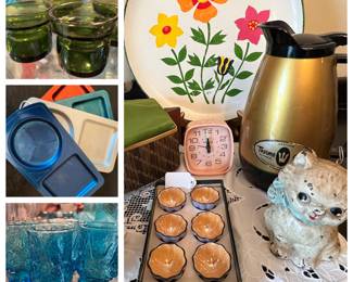Great MCM glassware, dishes and flatware. ( cat bank has been removed from the sale).