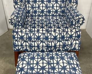 Blue White Chair  Ottoman