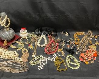 Costume Jewelry And Sterling Decanter