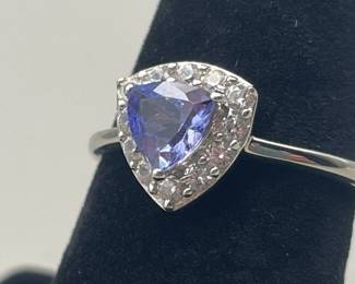 Tanzanite Halo Ring