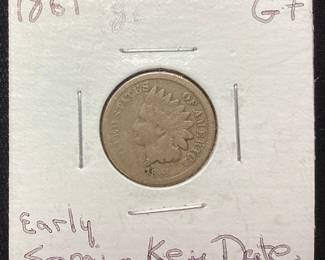 1861 EARLY SEMI KEY DATE INDIAN HEAD PENNY, est. G
