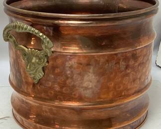 COPPER PLANTER w BRASS HANDLES
