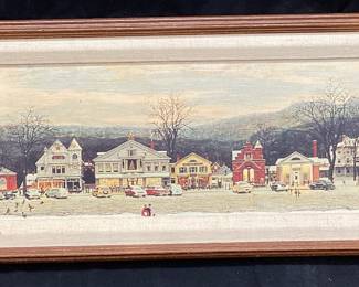 NORMAN ROCKWELL STOCKBRIDGE MAIN ST. CHRISTMAS FRAMED CANVAS