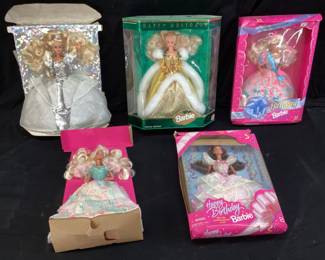 (6) ASSORTED BARBIES 1992, 1994 HAPPY HOLIDAYS 