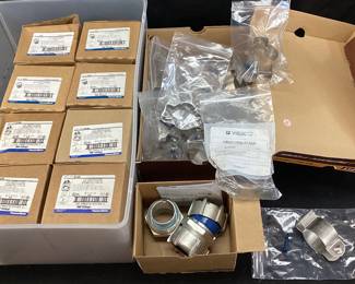 9 T&B FITTINGS METAL CONDUIT CONNECTORS, STRAIGHT & 45 DEGREE ANGLE, 21 CONDUIT HANGERS