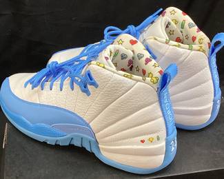 NIKE AIR JORDAN 12 RETRO (GS) EMOJI, UNIVERSITY BLUE SHOES, SIZE 6 YOUTH w ORIGINAL BOX