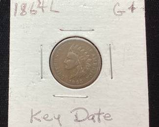 1864 L KEY DATE INDIAN HEAD PENNY, est. G