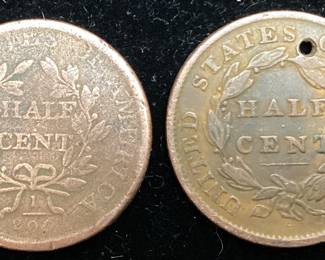 1807 DRAPED BUST & 1833 CLASSIC HEAD HALF CENTS