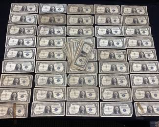 OVER 60 $1 DOLLAR SILVER CERTIFICATES
