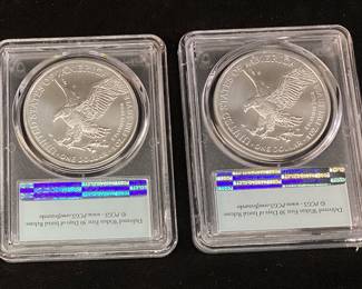 (2) 2022 SILVER AMERICAN EAGLES, MS70 GRADE