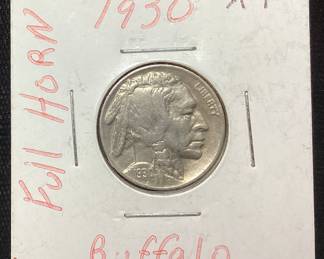 1930 INDIAN HEAD BUFFALO NICKEL, FULL HORN, est.XF