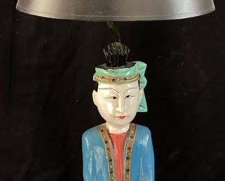 VTG.BURMESE WOOD THAI MUSICIAN SCULPTURE LAMP