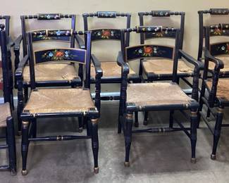 (9) HITCHCOCK STYLE CHAIRS w RUSH SEATS