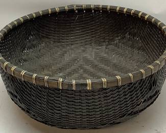 RATTAN WOVEN BASKET, 17’’W