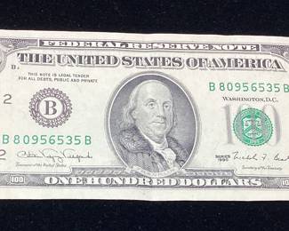 1990 U.S. $100 DOLLAR BILL