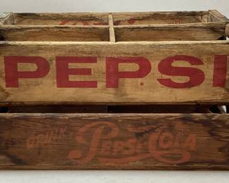 (2) VTG. WOODEN PEPSI COLA CRATES
