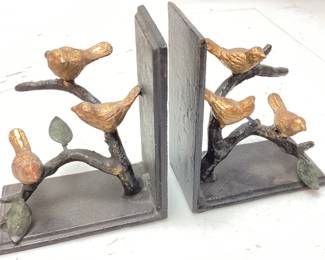 SAN PACIFIC INTERNATIONAL BOOKENDS, GOLD BIRDS ON BRANCH