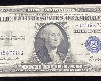 SERIES 1935 BLUE SEAL F 1$ DOLLAR SILVER CERTIFICATE