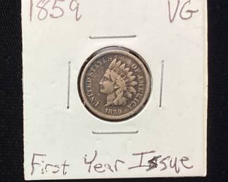 1859 INDIAN HEAD FIRST YEAR ISSUE PENNY, est. VG