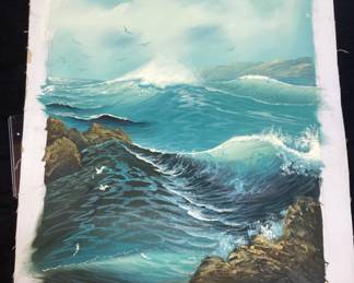 ARTIST SIGNED OIL ON CANVAS SEASCAPE PAINTING