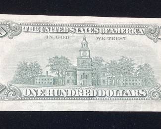 1990 U.S. $100 DOLLAR BILL