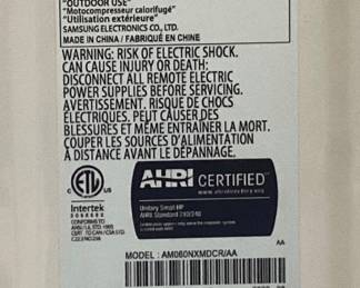 SAMSUNG MULTI SPLIT SYSTEM/ HEAT PUMP, MODEL # AM060NXMDCR