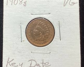 1908-S KEY DATE INDIAN HEAD PENNY, est. VG