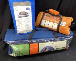 (3) ASSORTED CAMPING TENTS, OZARK TRAIL SCOUT JUNIOR DOME TENT, SIERRA DESIGNS ZOLO 2, GREATLAND OUTDOORS 1 ROOM TENT