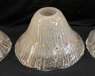 (3) ART GLASS PENDANT SHADES