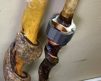 (2) HAND CARVED WALKING STICKS