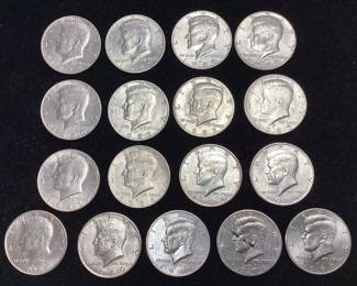 (17) KENNEDY HALF DOLLARS 1977, 1980-P, 1981-P, 1983-P, 1985-P, 1986-P, 1989-P, 1996-P, 2000-D