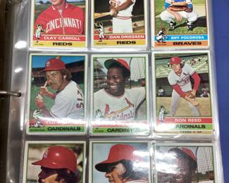 BINDER OF ASSORTED FOOTBALL & BASEBALL CARDS, BECKETT FOOTBALL CARD MAGAZINE, BO JACKSON, LAMAR LATHON, BUBBY BRISTER, CLAY CARROLL, DON SUTGON, STEVE MURA